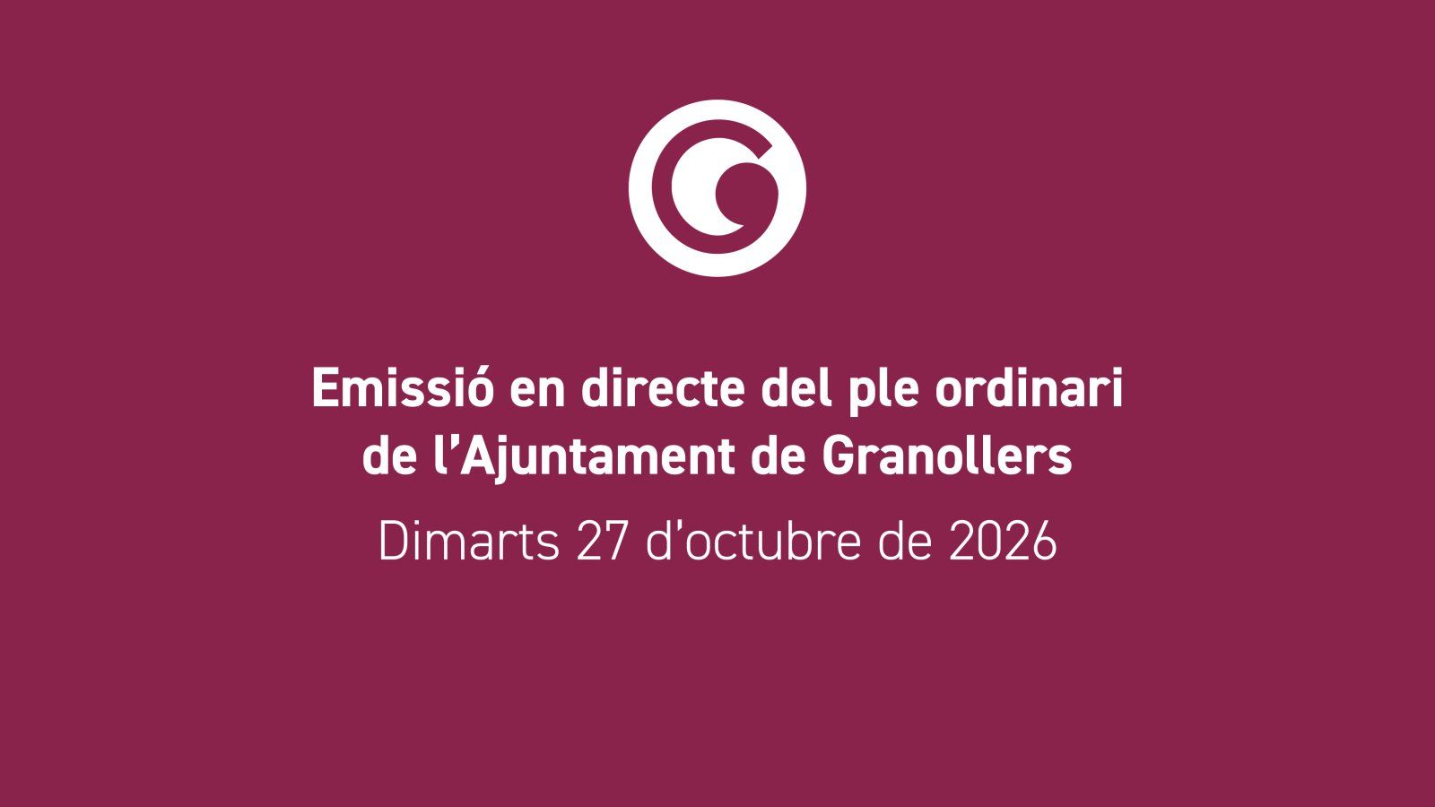 Martes 27, pleno ordinario del mes de octubre